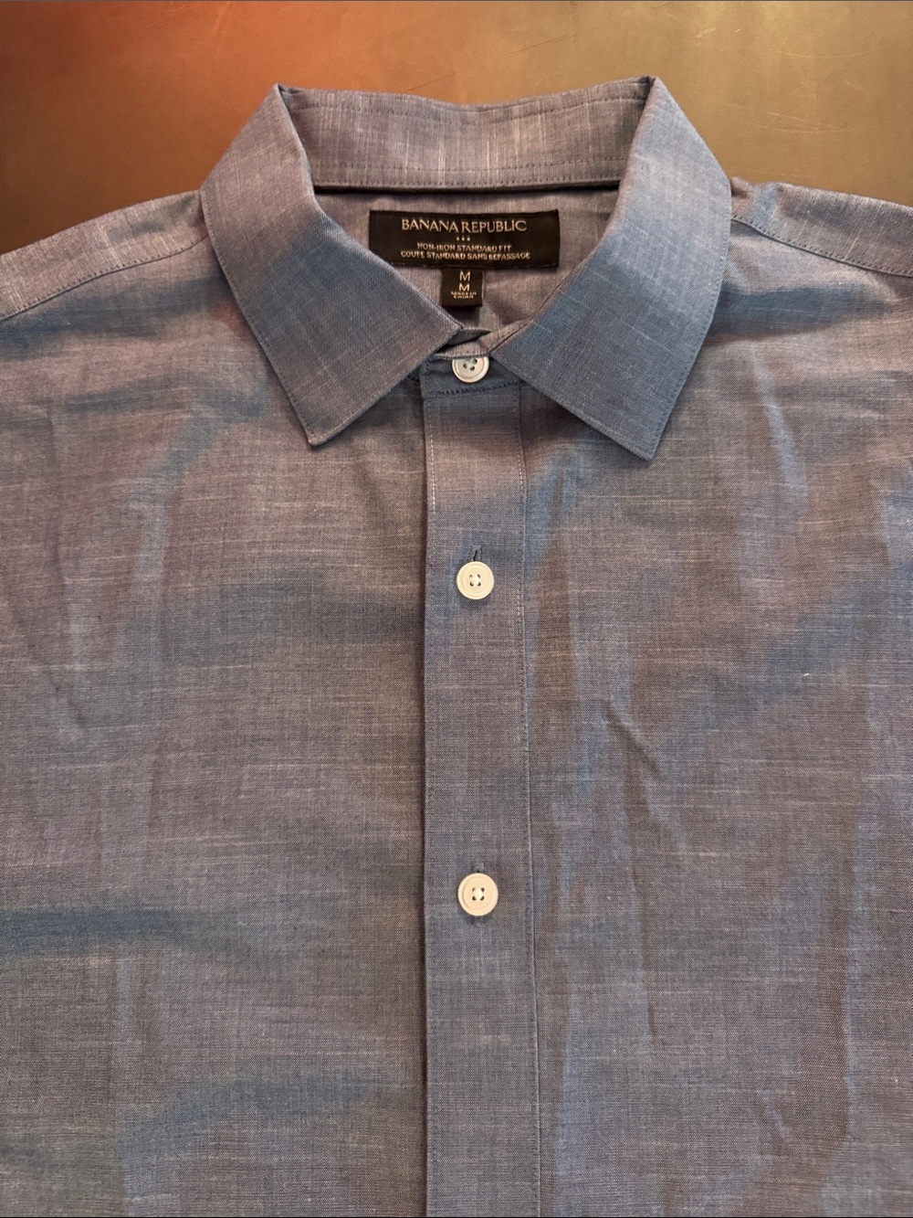 Banana Republic Men's Heathered Medium Blue Dress Shirt